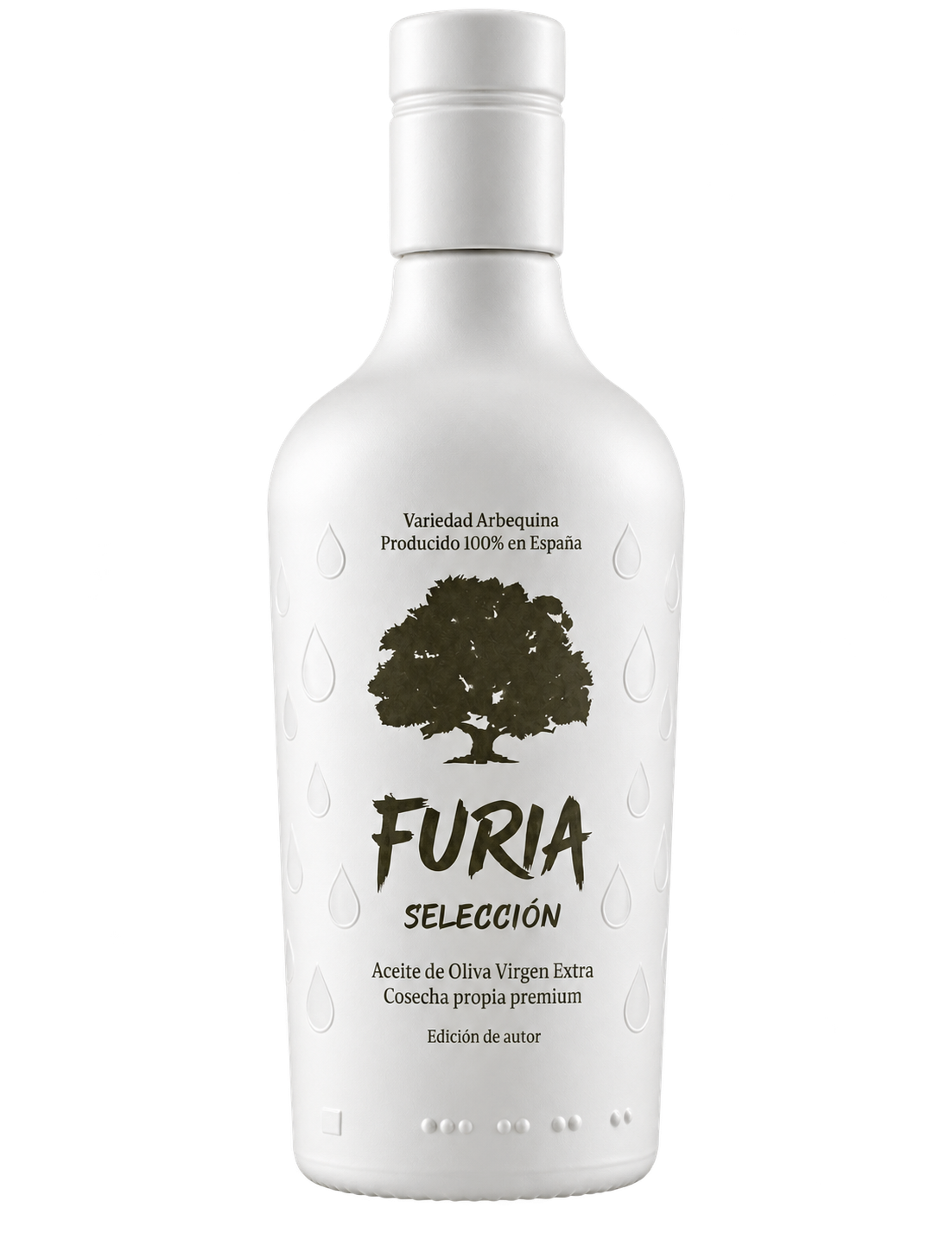 Botella blanca de AOVE Arbequina Furia Selección